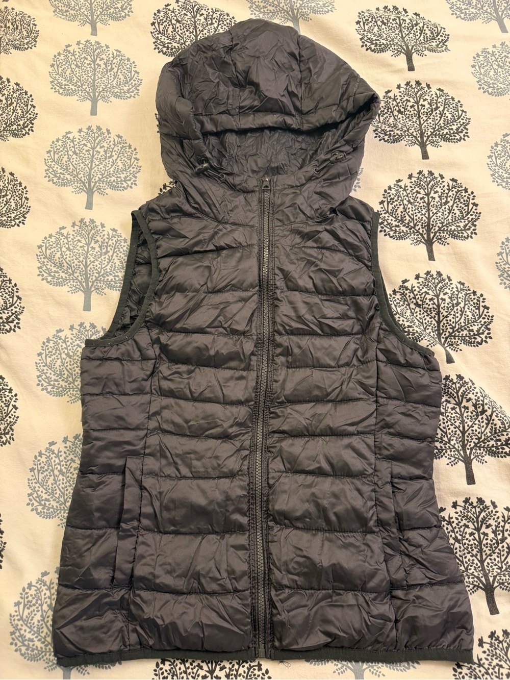 Only Black Quilted Puffer Vest with Hood